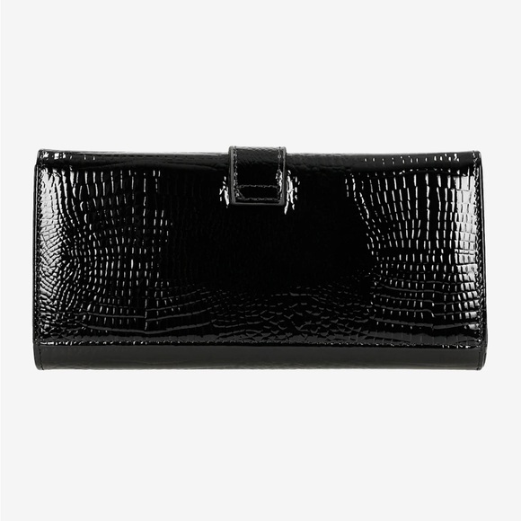 Croc Patent Gloss Leather Tri Fold Wallet Wojas - Picture 3 of 6